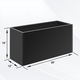 Toriexon Metal Planter Box 30” x 12” x 16”, Tall Planter Box with Removable Insert Shelf, Black Steel Planter Box Heavy Duty for Porch, Garden, Patio, Yard