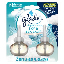 Glade PlugIns Refills Air Freshener, Scented and Essential Oils for Home and Bathroom, Sky & Sea Salt, 1.34 Fl Oz, 2 Count