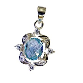RIYO Gems Women's Topaz Stirling Silver Jewelry Pendant Earring Blue N½