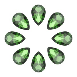 sourcing map 8Pcs 20 x 30mm Teardrop Rhinestones Glass Pointed Back Rhinestone Beads Gems for Jewelry Making Costume Crystal Embellishments Crafts,Grass Green