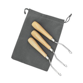 JJWNMLL 3Pcs Latch Hook Tool,Wooden Handle 6.5 inch Crochet Hook,with Storage Bag and Box,Latch Hook Rug kit,Crochet Hooks Set for Hair Extension Braid Carpet Making and Art Crafts