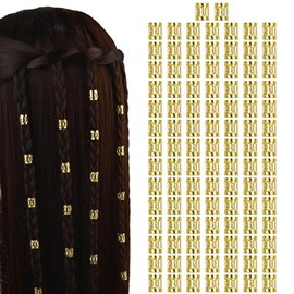100 Pcs Dreadlocks Beads Metal Hair Cuffs Hair Braiding Rings Braid Clips for Women Hair Accessories (Gold)
