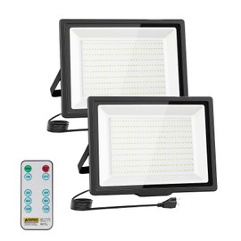 uwiner 300W Flood Lights Outdoor,27000LM Bright Work Light Plug in,6500K Daylight White LED Flood Light Outdoor, IP66 Waterproof Exterior Floodlight for Yard Garage Stadium 2 Pack