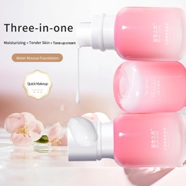 BLUE LOVE Liquid Foundation Mousse Texture, Full Coverage Foundation For Mature Skin, Face Makeup Tone Up Cream Skin Foundation Concealer For Combination & Oily Skin (Purple)