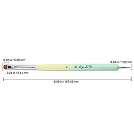 Ivy-L Premium 2 Ways French Gel Acrylic Nail Art Kolinsky Brush with Dotting Tool for Professional Manicure Nail Art Design Cuticle Clean-up + Lime Green Wood Handle (Size 6)