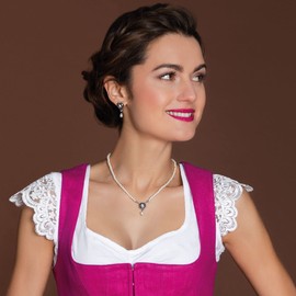 Alpenflüstern Helena DHK318 Traditional Pearl Necklace – Elegant Costume Necklace – Nostalgic Women's Costume Jewellery, Filigree Dirndl Necklace (in Traditional Colours), Zinc, Pearl