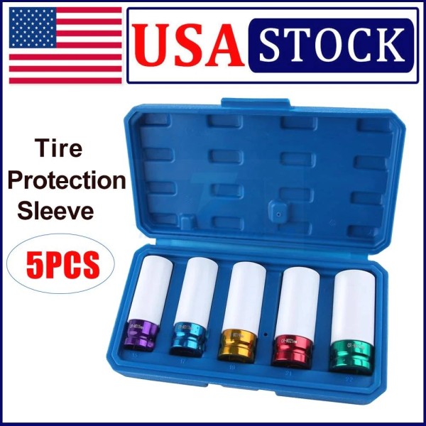 trustedplcsupplier 5PCS Lug Nut Socket Impact Socket Set Thin Wall