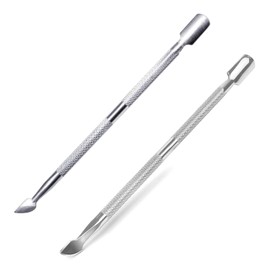 Pusher Remover Kit,2 pieces Cuticle Pusher Clipper Kit Stainless Steel Dual Head Cuticle Pusher Portable Cuticle Pusher and Cutter Set for Nail Cuticle Clean or Remove Gel Polish