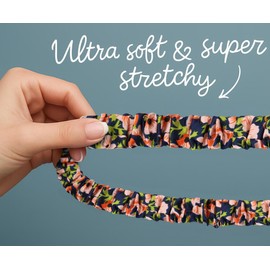 MyfavoriteK Stylish Scrunchie Lanyard for ID Badges Cute Neck Stretchy Lanyard for Keys Retractable Keychain Holder (Midnight Garden)