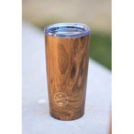 BästKopp 20 OZ Vacuum Insulated Double Wall 18/8 Stainless Steel Coffee Tumbler, Tall Cup, Beautiful Wood Design, With Durable Lid