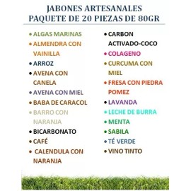 Sofibelle Paquete De 20 Jabones Artesanales De 80gr, Elige La Variedad