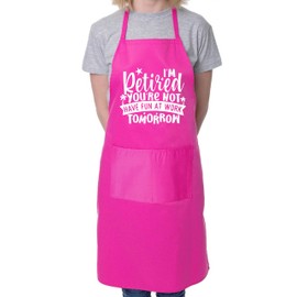 Print4U I'm Retired You're Not Funny Retirement Gift Apron Baking Cooking Pink