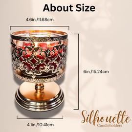 Silhouette Candle Holder 3-Wick Candle Holder Two Color Option Suitable for Large Candle Elegant and Beautiful Home Decor (Gold)