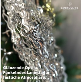 MERRYXMAS Tinsel for Advent & Christmas as Decoration & Decoration (Silver)