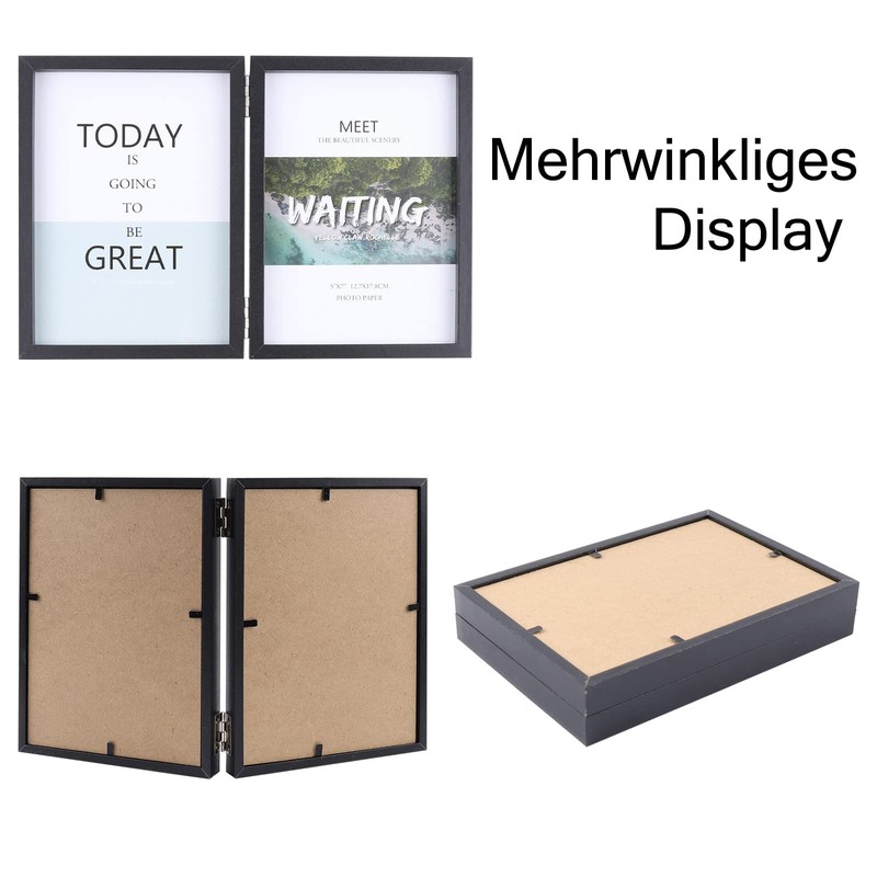 Double 10x15 Photo Frame Folding Wooden Picture Frame with Glass