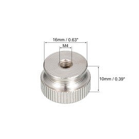 QUARKZMAN Knurled Nuts 5 Pieces M4 x D 16 mm x H 10 mm Carbon Steel Knurled Nut with Collar High Head Blind Hole Knurled Nuts for 3D Printer Parts