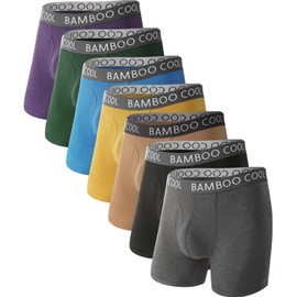 BAMBOO COOL Men's Ultra ComfortSoft Underwear, Moisture Wicking & Breathable No Ride Up Boxer Briefs with Fly, Multipack