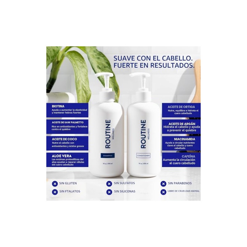Routine Wellness- Champú y acondicionador anticaída para cabello debilitado -