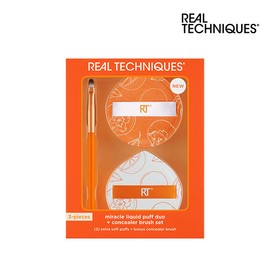 REAL TECHNIQUES Miracle Liquid Puff & Concealer Brush Set - [SET] Puff & Concealer Brush Set