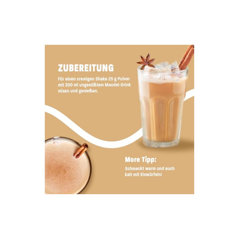 MORE Protein Iced Chai Latte, 650 g, with Valuable Proteins,