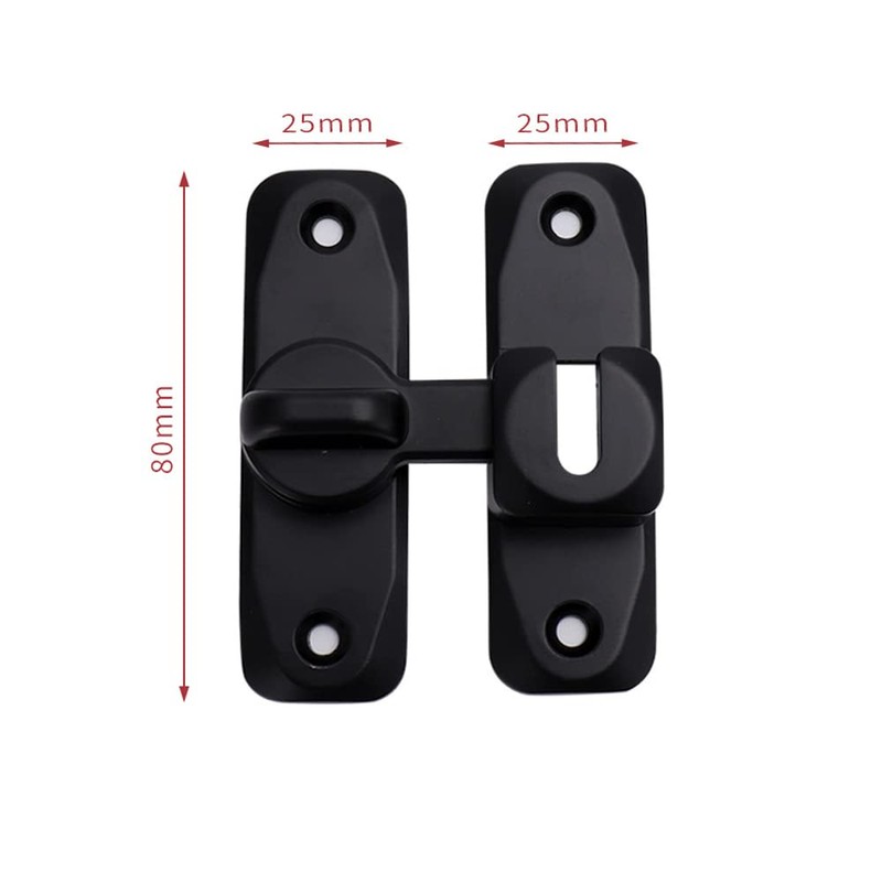 Sliding Bolt Locks,（Black） 90 Degree Heavy Duty Carbon Steel Bar