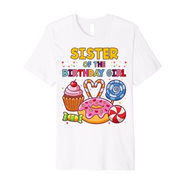 Sister of Birthday Girl Candyland Colorful Lollipop Party Premium T-Shirt