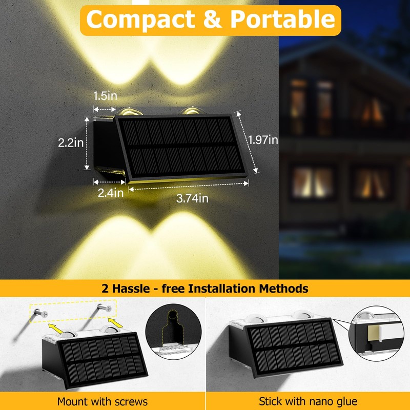 SIAFAVOI Solar Fence Lights Outdoor, 12 Pack Warm & Cool