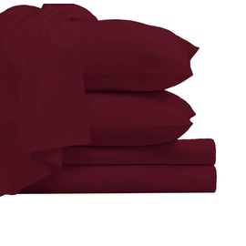 Pizuna Pure 100% Cotton Sheets Queen Size, 800 Thread Count Long Staple Cotton Crisp Sateen Sheets Queen with 15" Deep Pocket (Combed Rio Red Cotton Sheets Queen)