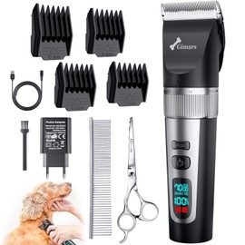 Gimars 3-in-1 Upgraded 4-Speed Dog Clipper, 7000 rpm for Thick Fur, Quiet Pet Hair Trimmer, Dog Hair Trimmer, Rechargeable Dog Razor, Wireless Clipper, Cat
