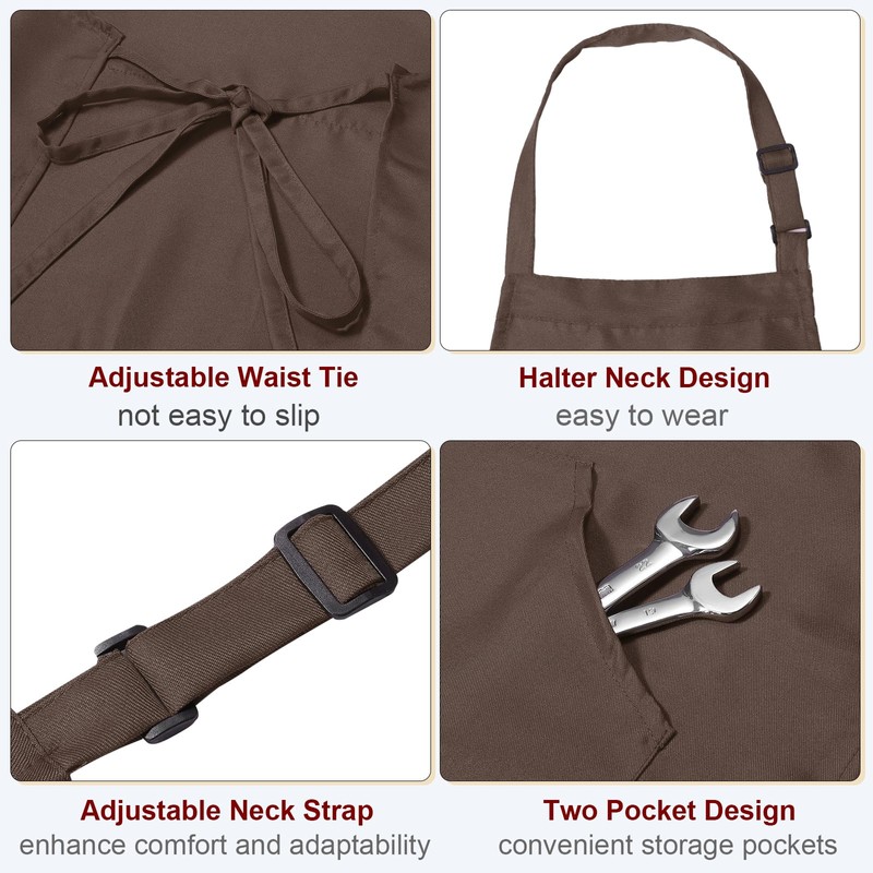 sourcing map Kitchen Cooking Aprons 82x68cm Adjustable Bib Waterproof Long
