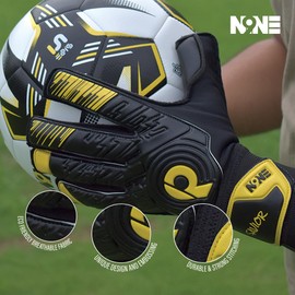 NINE Goalkeeper Gloves with Strong Grip, Extra Wrist Stability for Adult & Youth, Goalie Gloves for Kids, Men & Women with 4mm Latex Padded (Black, 5)