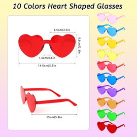 DERAYEE 10 x heart sunglasses, heart glasses, funny party glasses, candy colour sunglasses for carnival, Christmas, birthday parties, parties, children, adults