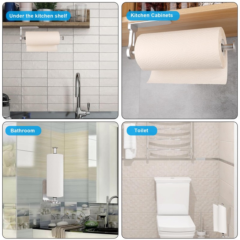 Loputon Kitchen Roll Holder under Cabinet, Aluminum Alloy Paper Towel