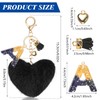 MWOOT Heart Pom Pom Key Chain, Fluffy Key Ring for