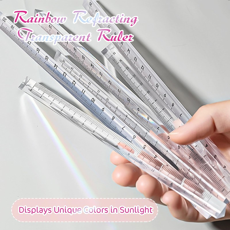 4-Pack Triangular Transparent Plastic Ruler Set - 200mm Small Metric