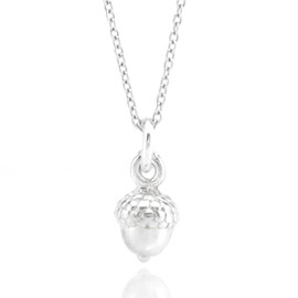 Sterling Silver Tiny 3D Acorn Charm Necklace, 18"