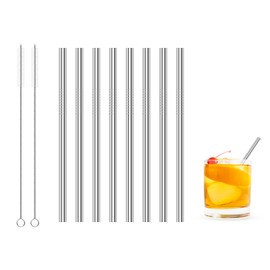 Kiemeu Cannucce Corte In Acciaio Inox Riutilizzabili Per Gin E Cocktail, Set Da 8 Pezzi, Lunghezza 140 Mm, Diametro 6 Mm