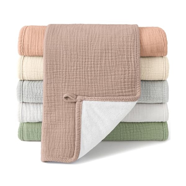 Bearmoss Bearmoss 100% Cotton Muslin Burp Cloths Sets 6 Pack