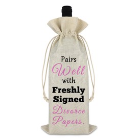 Divorce Gifts for Women Men Divorce Wine Bags Divorce Party Decorations Breakup Congratulations Gift New Beginning Gift Divorced Gift for Her Best Friends Sister Coworker Burlap Drawstring Wine Bag