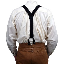 Historical Emporium Men's Canvas Y-Back Button End Suspenders Black