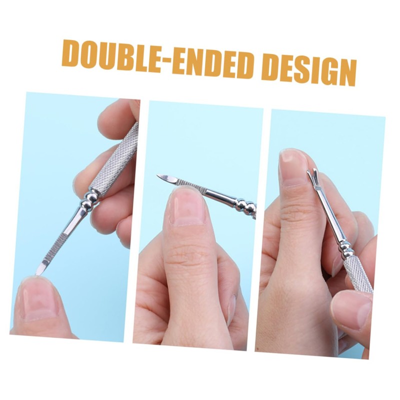 minkissy 5Pcs Nail Art Dead Skin Forks Set Dual-Ended Cuticle