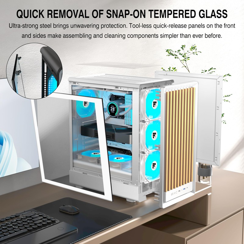 FOIFKIN M1 PC Case -Walnut Front pane Pre-Installed 4 PWM