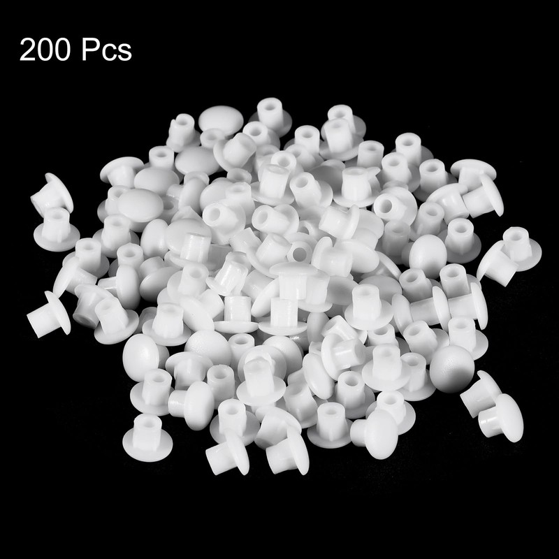 sourcing map 200Pcs Screw Hole Plugs, 5mm(3/16") Dia Plastic Snap