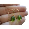 ★ Gold hook and green glass ★ Earrings