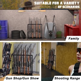 Gun Racks,Wooden Indoor Rifle Racks,Floor Standing Shotgun Rack Indoor, Gun Display Rack Storage Holder for Home or Garage Gun Storage Black - Holds up to 10 Long Guns