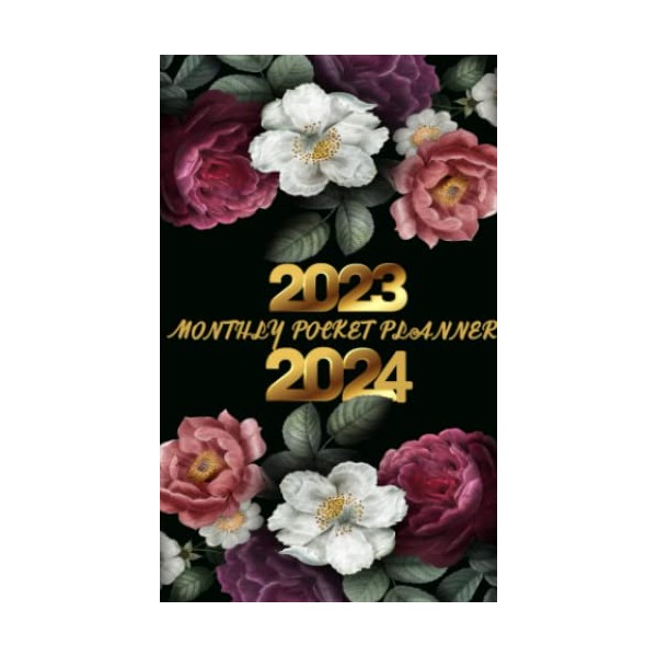2023-2024 Monthly Pocket Planner: Flower Cover |Small 2 Year Calendar