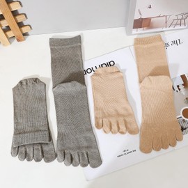 GRNBOTCASA 97% Organic Cotton Socks,Toe Socks Five Finger Socks,All-Season for Men & Women,Multi Color,Pack of 4 (AU, Alpha, Large, Regular, Regular, Grey)