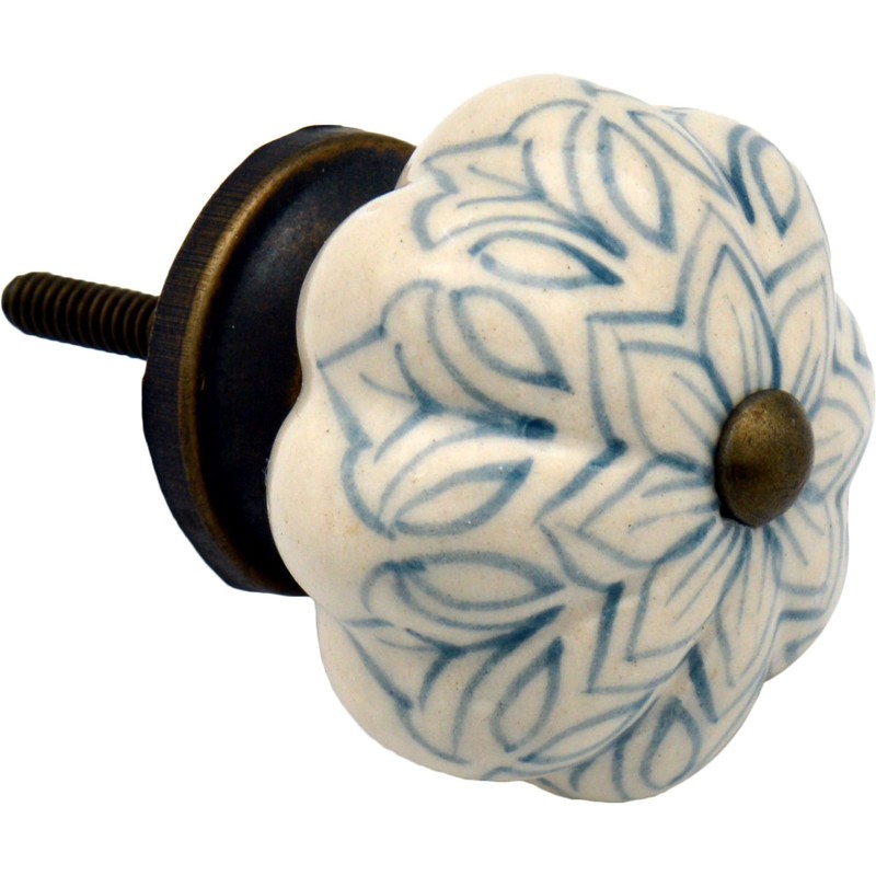 Nicola Spring Ceramic Cupboard Drawer Handle Knobs - Vintage Flower