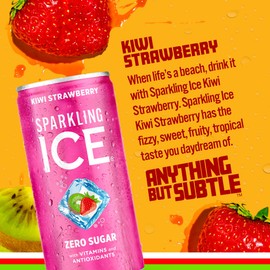 Sparkling Ice Kiwi Strawberry Sparkling Water, with Antioxidants and Vitamins, Zero Sugar, 7.5 fl oz Mini Cans (Pack Of 10)