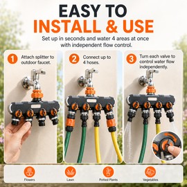 4-Way Garden Hose Splitter for Outdoor Faucets – Metal Water Distributor for Garden Irrigation